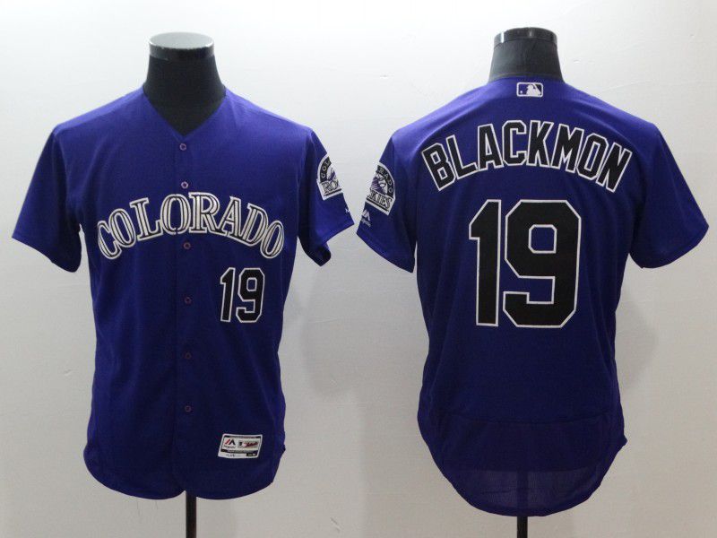 Men Colorado Rockies 19 Blackmon Purple Elite MLB Jerseys